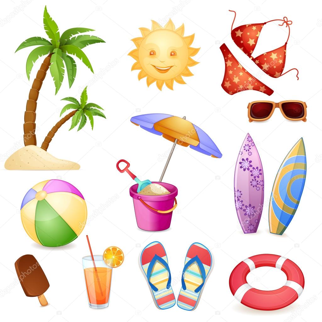 Summer beach elements