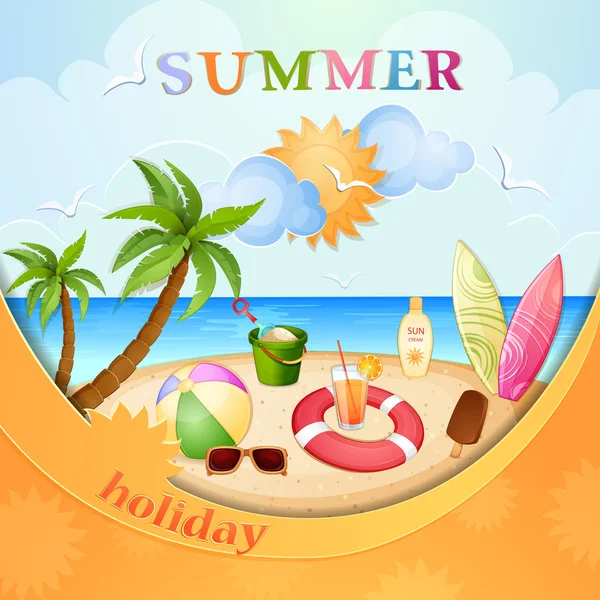 Summer holiday illustration — Stock Vector