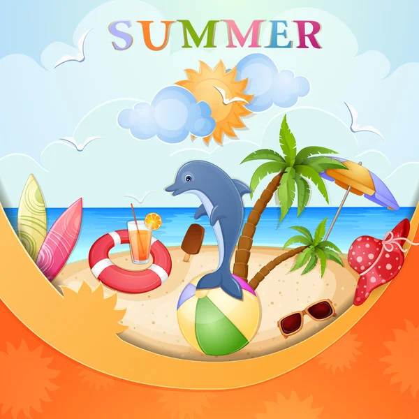 Summer holiday illustration — Stock Vector