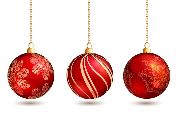 Set van drie kerstballen. — Stockvector