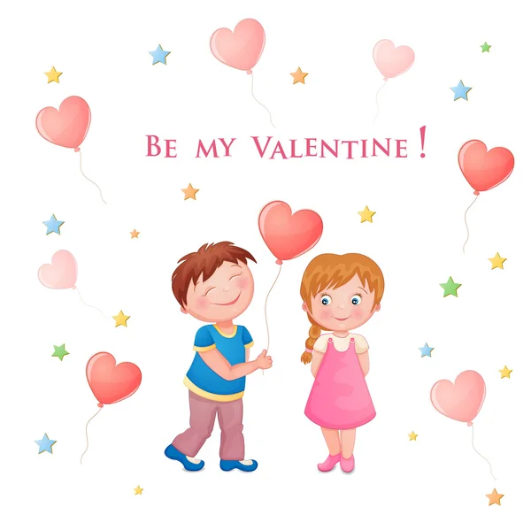 Valentinstag Illustration mit niedlichem Paar. — Stockvektor