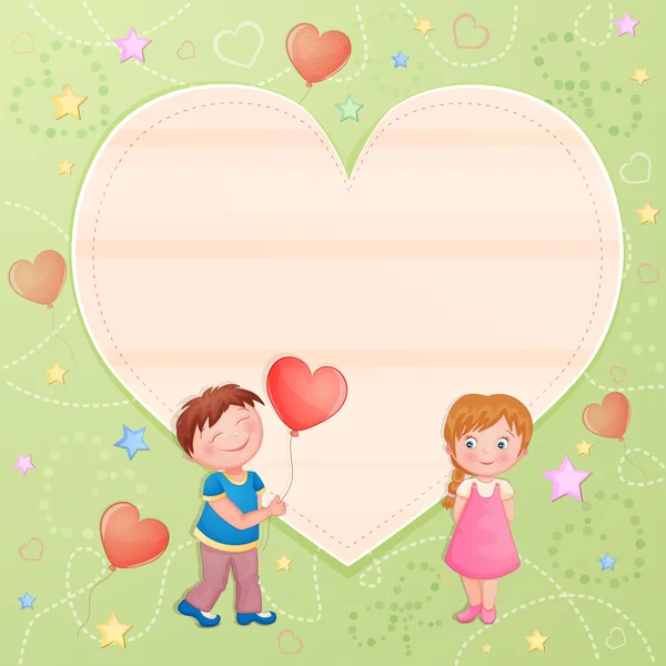 Valentine's day illustration with cute couple. — Stock Vector