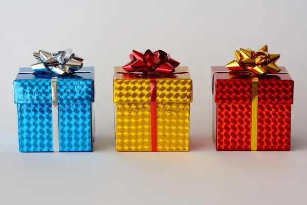 Három karácsonyi ajándékok Jogdíjmentes Stock Képek