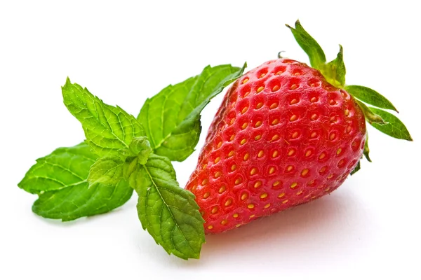 Strawberry and mint leaves — Stock Photo, Image