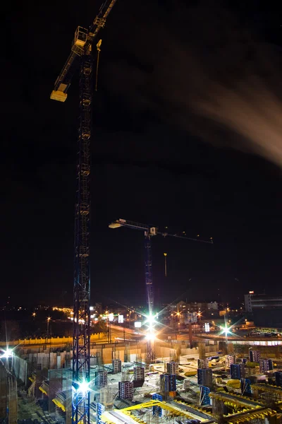 Konstruksi di malam hari — Stok Foto