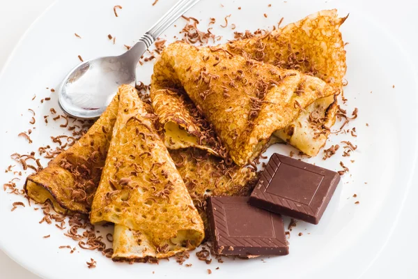 Crepes with chocolate — Stock Photo, Image