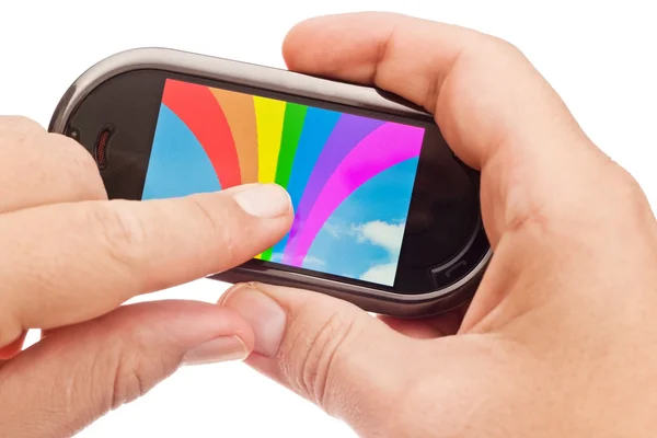 Rainbow on touch device — Stock Photo, Image