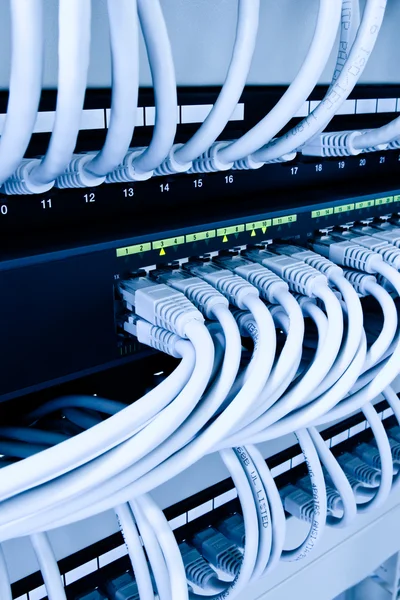 Netwerkkabels in datacenter — Stockfoto