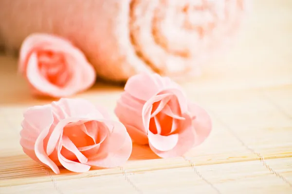粉红玫瑰香皂 — 图库照片