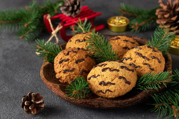 Homemade Cookie Tiger New Year 2022 Дерев Яній Пластині Simple — стокове фото