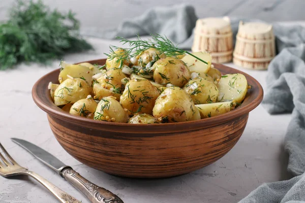 Kartoffelsalat Mit Senf Dill Und Knoblauch Ein Traditioneller Deutscher Salat — Stockfoto