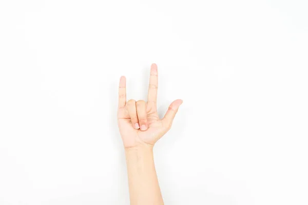 Gesto Mão Que Geralmente Usado Para Simbolizar Gênero Rock Metal — Fotografia de Stock