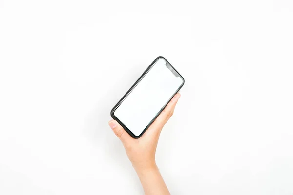 Eine Hand Hält Ein Smartphone Gekippt Ein Smartphone Mit Einem — Stockfoto