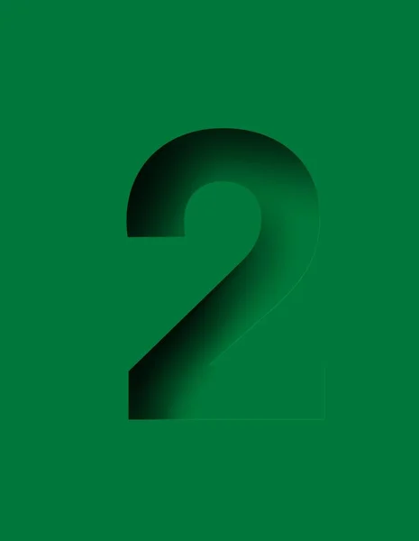 Número Gravado Uma Superfície Verde Ilustração Buraco Sombreado Único Número — Fotografia de Stock
