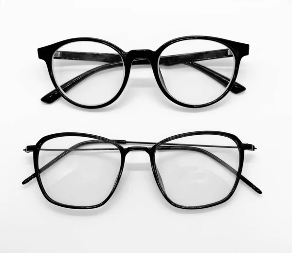 Gafas Negras Sobre Fondo Blanco Gafas Simples Clásicas Para Estilo — Foto de Stock