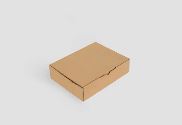 Maqueta Caja Regalo Cerrada Blanco Cartón Marrón Exhibición Del Embalaje —  Fotos de Stock