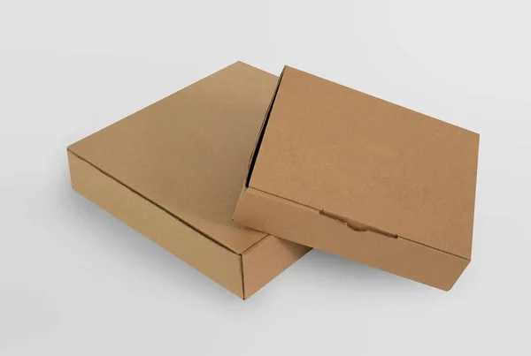 Attrappe Geschlossener Leerer Geschenkboxen Aus Braunem Karton Verpackungsdisplay Für Den — Stockfoto