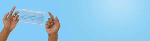 Одноразова Хірургічна Маска Синім Кольором Маска Обличчя Щоб Покрити Рот — стокове фото