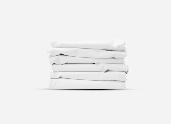 Ein Haufen Gefalteter Weißer Stoffe Gut Konzipiertes Weißes Stoffkonzept Textiltextur — Stockfoto