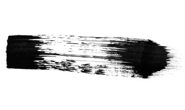 Beyaz arka planda izole edilmiş tek bir boya izi var. Pis, boş çizgi vuruşu. modern boya fırçası örnekleri.