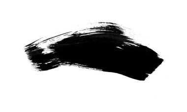 Beyaz arka planda izole edilmiş tek bir boya izi var. Pis, boş çizgi vuruşu. modern boya fırçası örnekleri.
