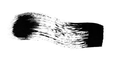 Beyaz arka planda izole edilmiş tek bir boya izi var. Pis, boş çizgi vuruşu. modern boya fırçası örnekleri.