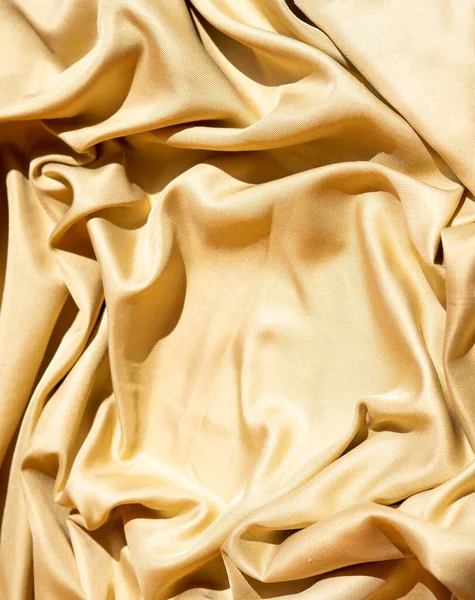 Gold Fabric Texture Wavy Textile Rippled Top Point View Luxurious — Stock Photo, Image