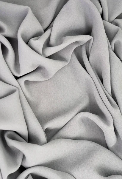 Light Grey Fabric Texture Wavy Textile Rippled Top Point View — Stock Photo, Image