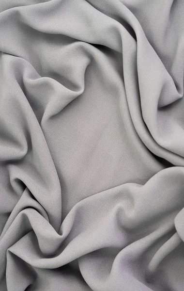 Light Grey Fabric Texture Wavy Textile Rippled Top Point View — Stock Photo, Image