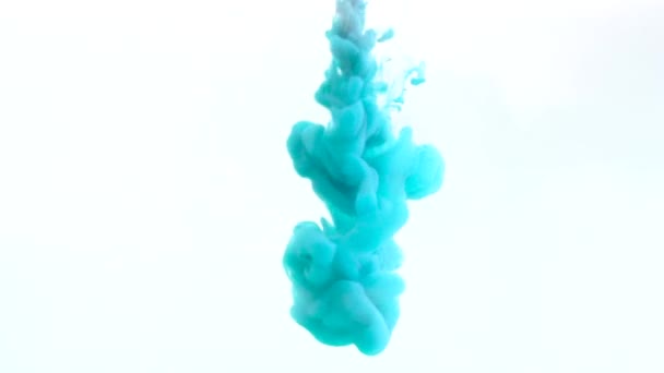 Goutte Encre Bleue Dans Eau Explosion Nuageuse Colorée Sous Eau — Video