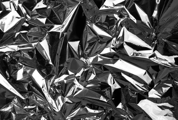 Fond Feuille Aluminium Froissé Feuille Argent Brillant Ridée Pour Décoration — Photo