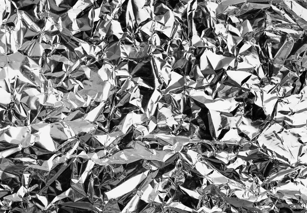 Verkreukelde Aluminium Folie Achtergrond Gerimpelde Glanzende Zilverfolie Voor Decoratie Creatief — Stockfoto