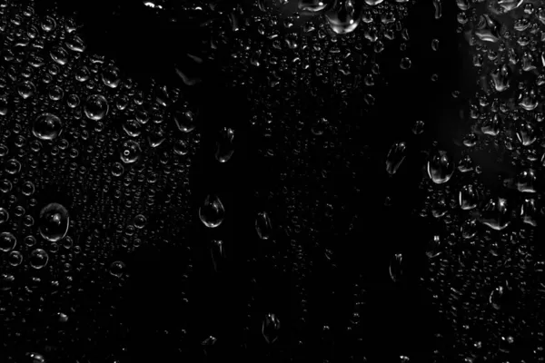 Gotas Água Fundo Preto Gotas Água Orvalho Abstratas Copo Janela — Fotografia de Stock