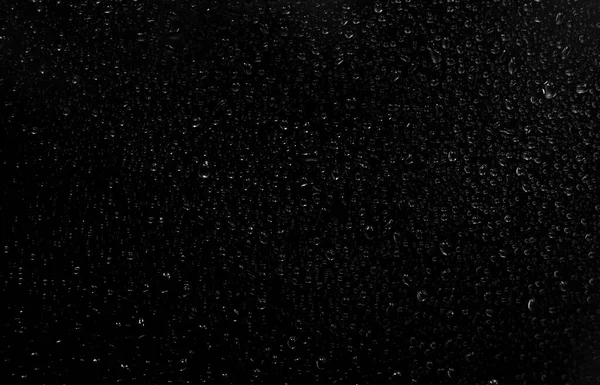 Waterdruppels Zwarte Achtergrond Abstract Dauwwater Druppels Een Raam Glas Voor — Stockfoto