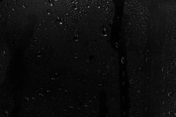 Water Drops Black Background Abstract Dew Water Droplets Window Glass — Stock Photo, Image