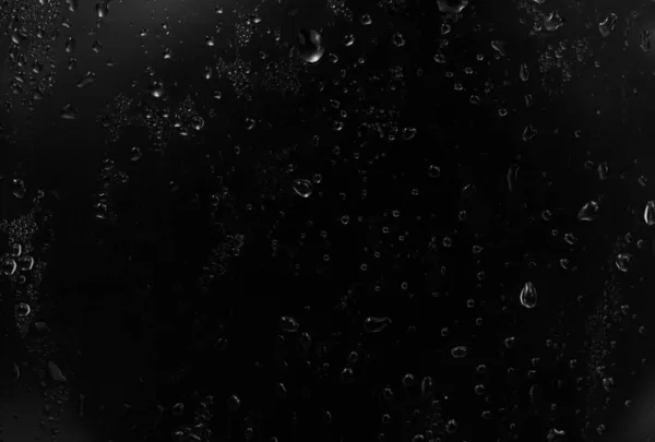 Krople Wody Czarnym Tle Abstrakcyjne Krople Wody Rosy Szklance Okiennej — Zdjęcie stockowe