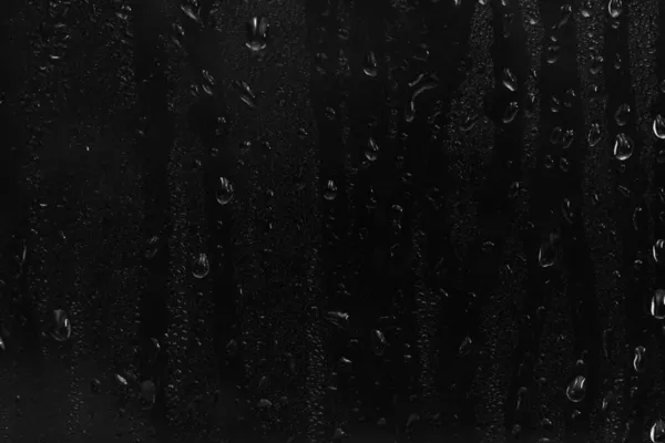 Krople Wody Czarnym Tle Abstrakcyjne Krople Wody Rosy Szklance Okiennej — Zdjęcie stockowe