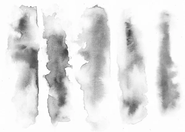 Set Black Rough Watercolor Texture Set Grungy Brush Stroke Collection — Stock Photo, Image