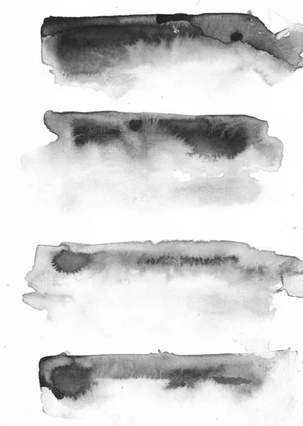 Set Black Rough Watercolor Texture Set Grungy Lines Collection Graphic — Stock Photo, Image