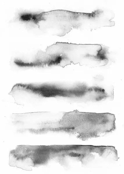 Jeu Texture Aquarelle Rugueuse Noire Transparente Ensemble Lignes Grungy Collection — Photo