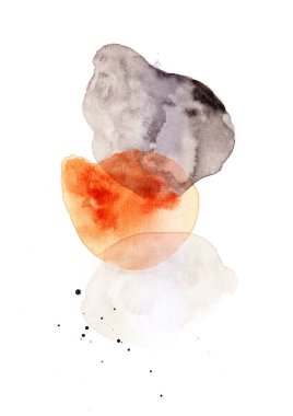 Basit ve minimalist kompozisyonu olan çağdaş suluboya resim. Tasarım geçmişi, baskılar, duvar kağıtları, kumaşlar için soyut şablon biçimi.