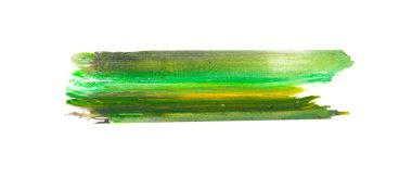 İzole edilmiş arka planda yeşil boya fırçası izleri var. Soyut boya vektörü çizimi