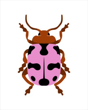 Pembe yaprak. Böceklerin düz vektör çizimi. Böcekler ve bahçe konsepti renkli temalı animasyonlar. beyaz arkaplanda izole edilmiş doğanın karikatür çizimi.