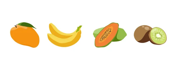 Manga Banana Mamão Kiwi Coleção Ilustrações Frutos Tropicais Desenho Vetorial — Fotografia de Stock