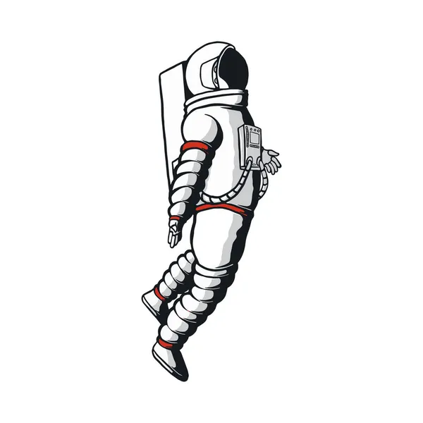 一个飘浮的宇航员的逼真的例证 宇航员的创造性矢量绘图 以卡通风格描绘未来主义和现代主题 — 图库照片