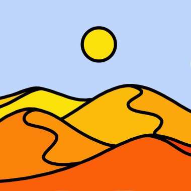 Meydanda bir manzara çizimi. Vektör grafikleriyle basit bir karikatür çizimi. bir kart, sosyal medya, davet vesaire için siyah bir özeti olan renkli resimleme.