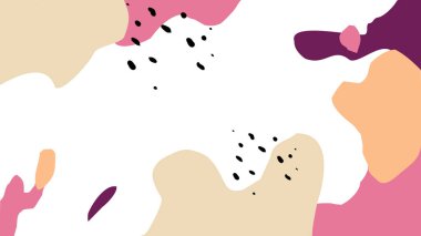 Doğal renk bileşiminde soyut arkaplan. Mercan ve memphis elementleriyle soyut bir yaratıcılık geçmişi var. Sosyal medya, duvar kağıdı, poster, kart tasarımı ve daha fazlası için vektör tasarım şablonları