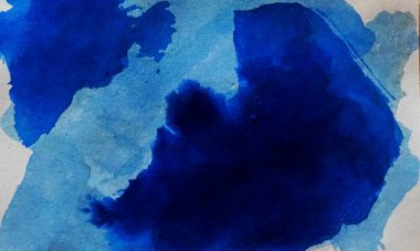 Arka plan ve duvar kağıtları için çok güzel ve estetik mavi soyut bir suluboya resim.