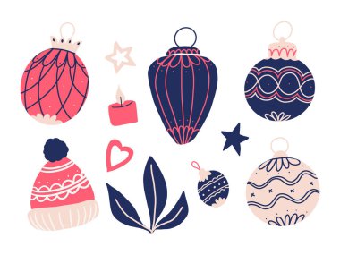 El çizimi Noel süsleri, Yeni Yıl ve Kış Vintage çizimleri