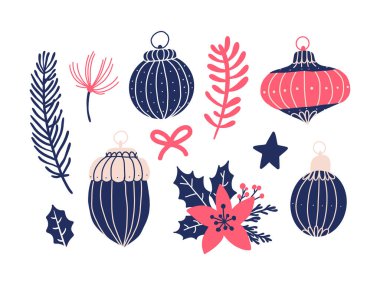 El çizimi Noel süsleri, Yeni Yıl ve Kış Vintage çizimleri
